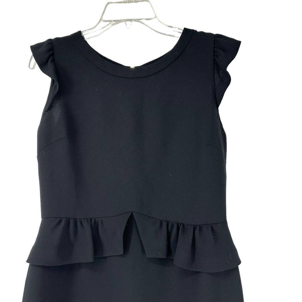 Sandro Paris Dress Black Mini Peplum Flutter Cap Sleeve Fitted Sexy Classic Chic - Picture 3 of 9